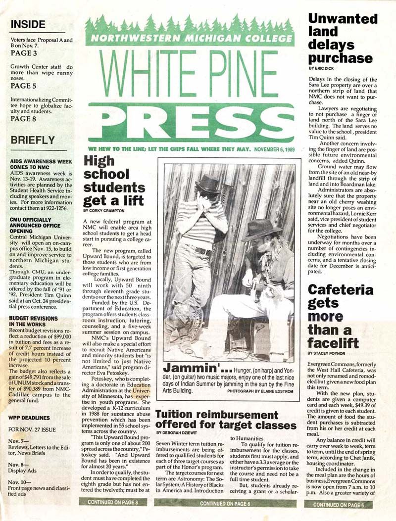 Edstrom, Elaine. "Jammin'" White Pine Press 6 Nov. 1989: 1.
