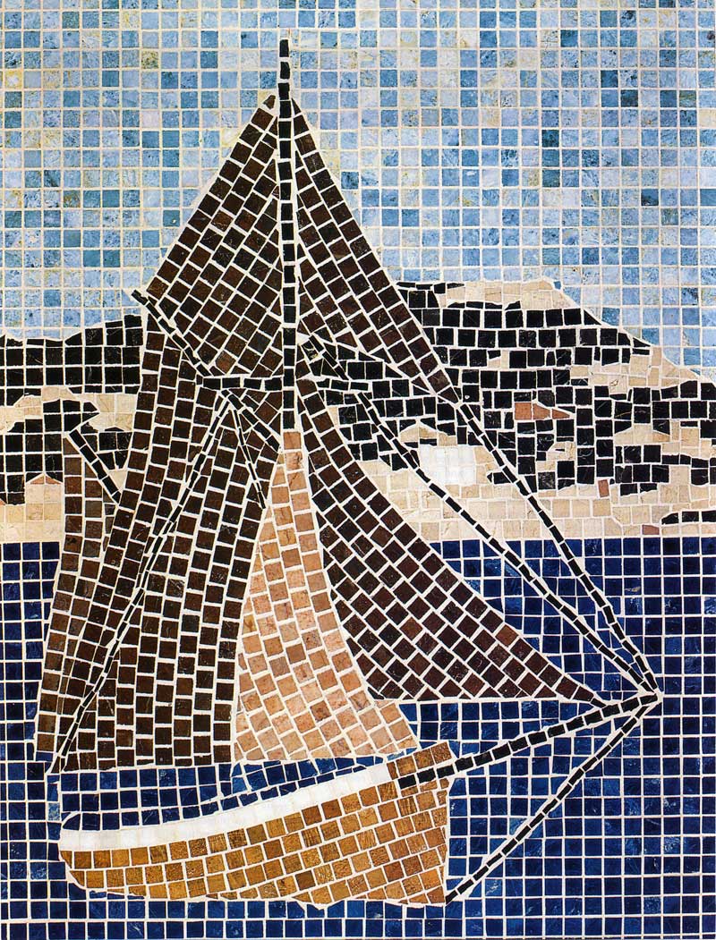 "The Days of the Dolphins," 4 marble mosaics, Northeastern University Magazine, Vol.  28, No.