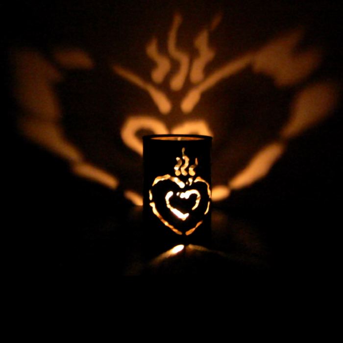 CANtern tin luminary sacred heart design