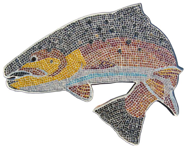 mosaic trout in sicis glass