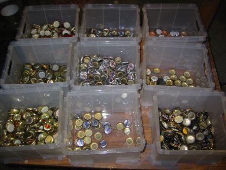 sorting bottle caps