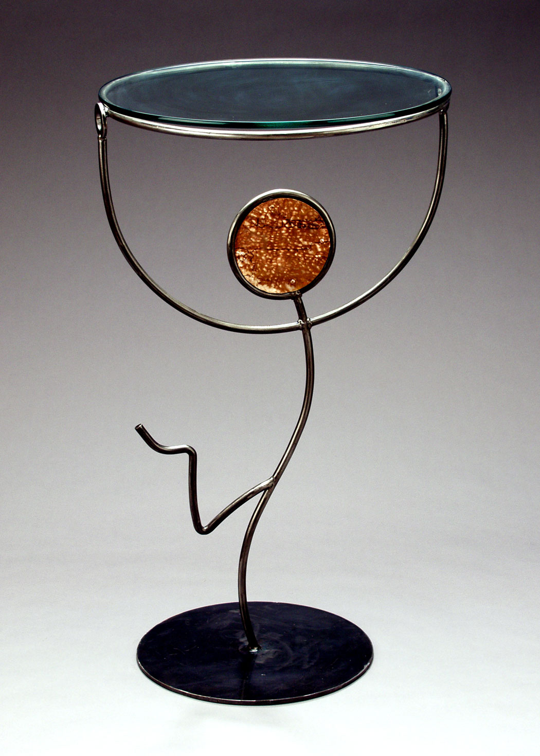 Jazz Cafe Table in Steel and Copper and Glass