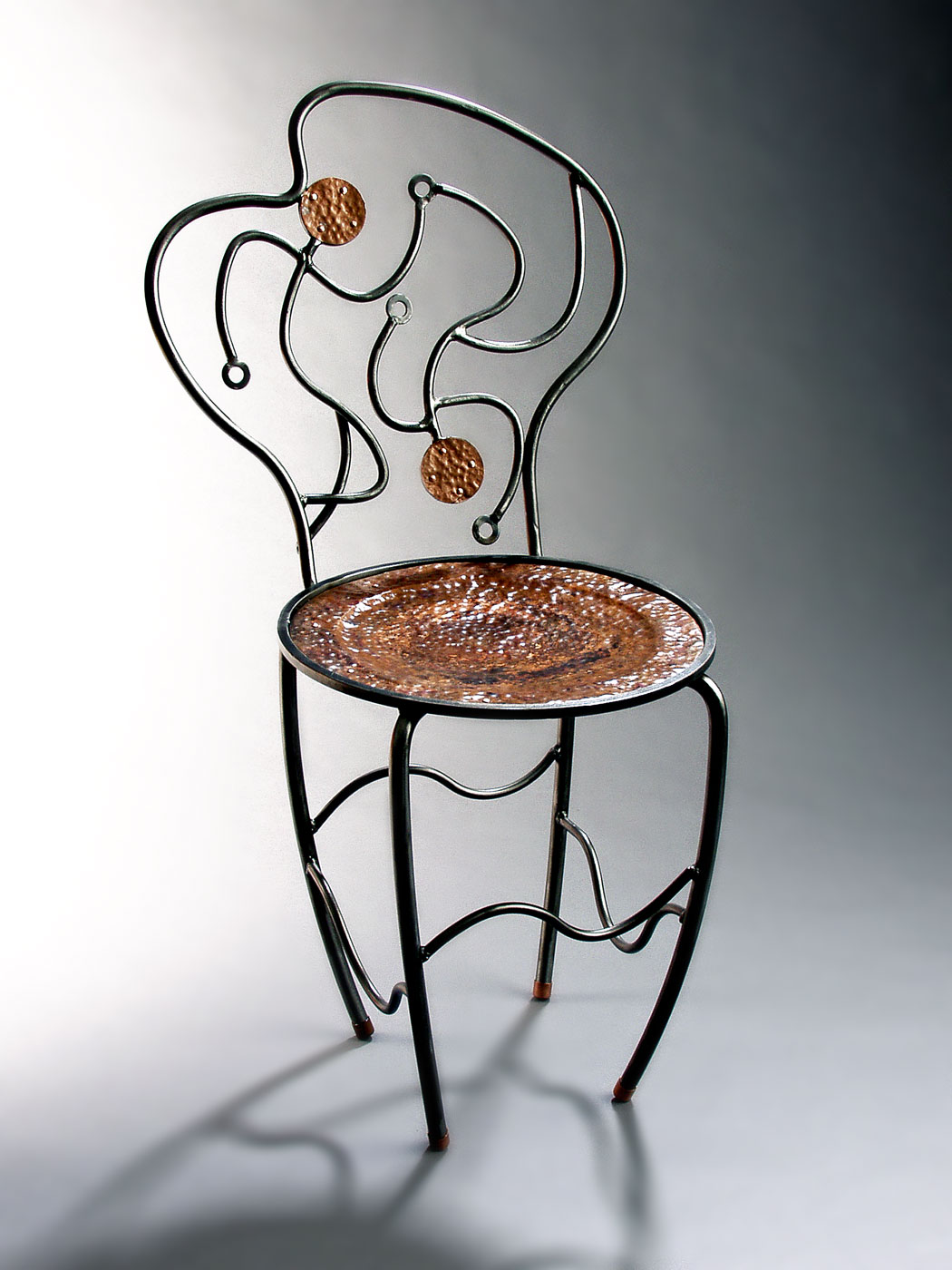 Acrobat Chair in steel and copper, Tumblers