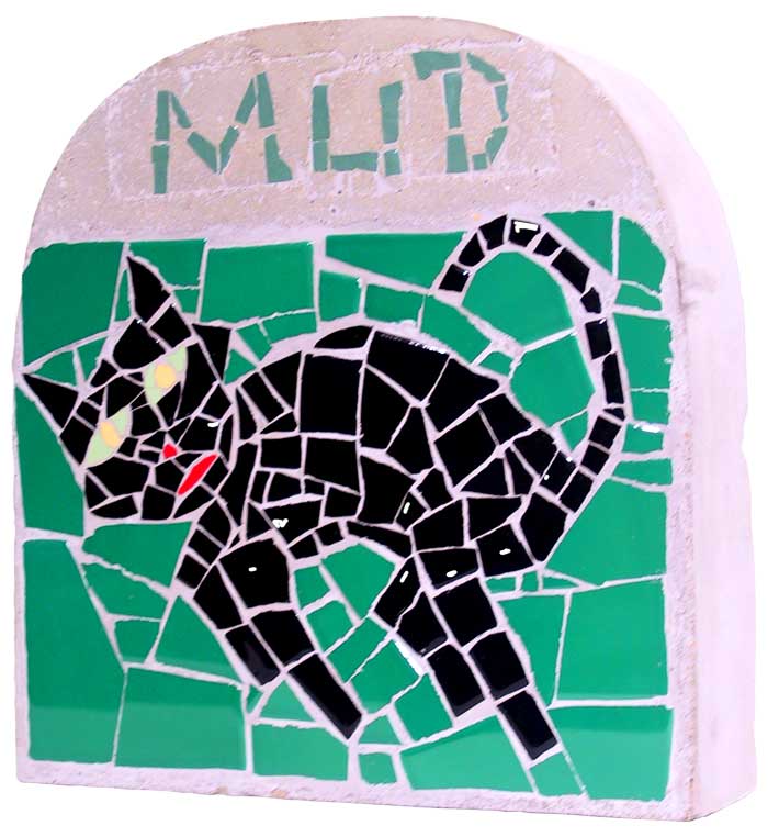 mosaic portrait tombstone for a pet