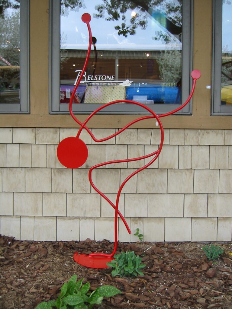 Dancing the Crane, Dancer Sculpture, 2006. Powder Coated Steel.