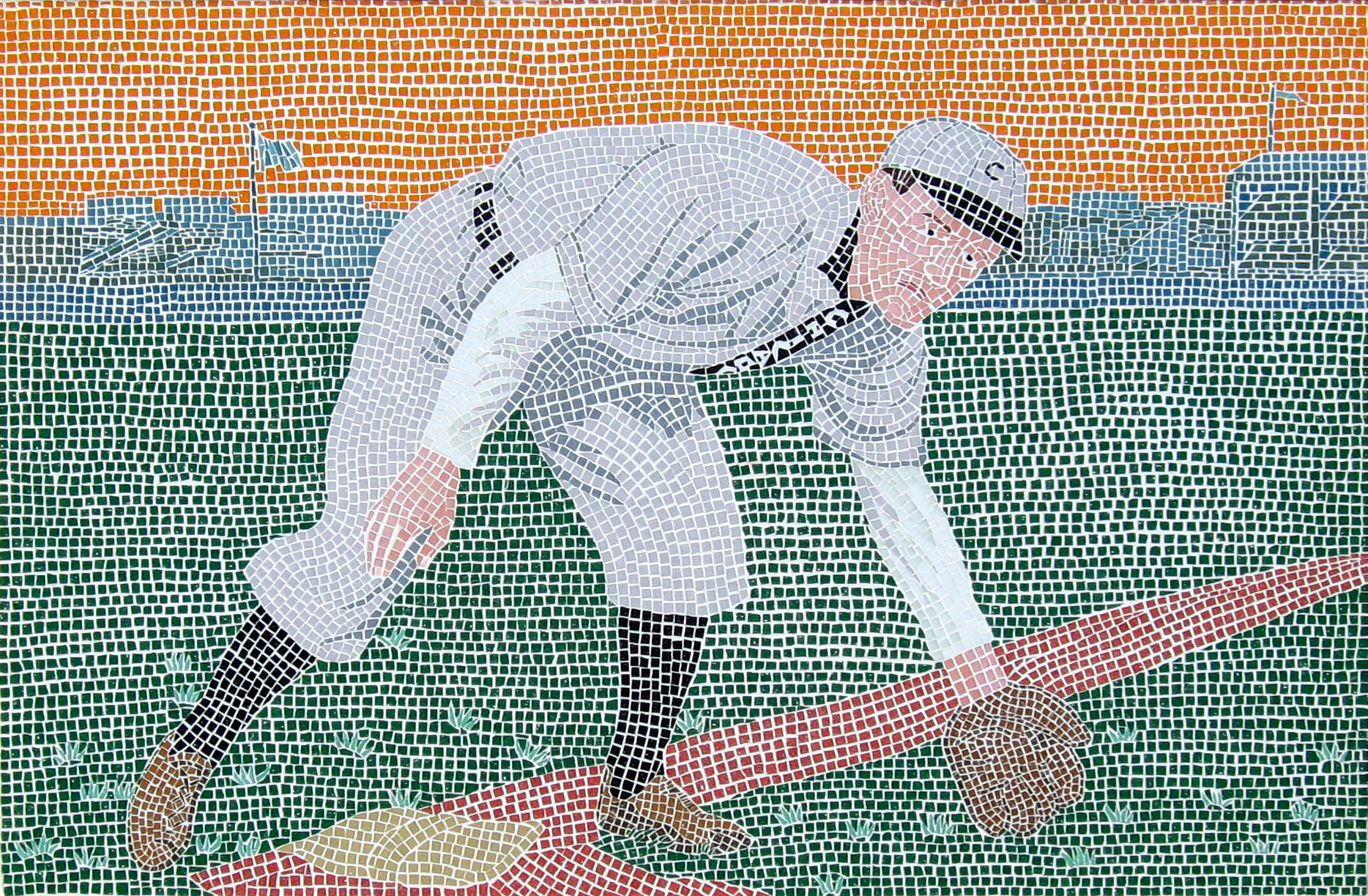 Johnny Evers Chicago Cubs glass mosaic commissioned by LVBB