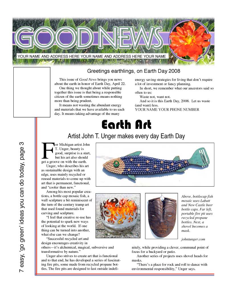 "Artist John T. Unger Makes Every Day Earth Day." Pages Magazine 26 Feb. 2008