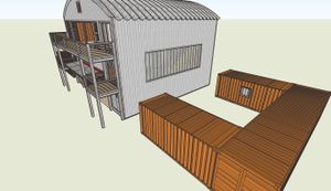 North view of Container Studio with courtyards