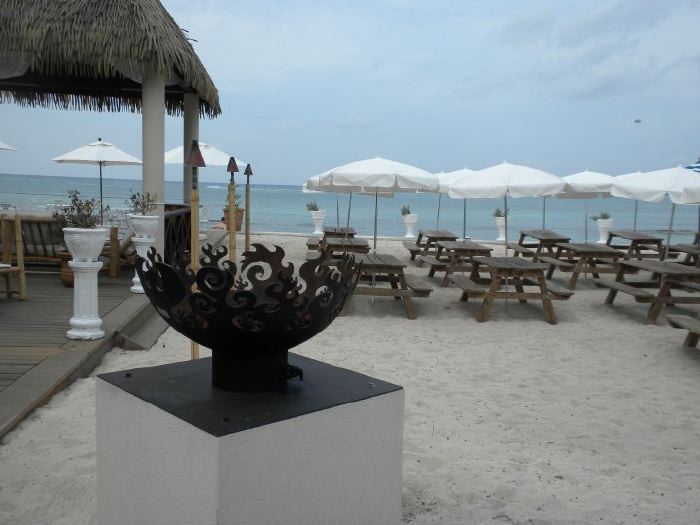 Great Bowl O' Fire 37 Inch Sculptural Firebowls™ at Tiki Beach, Grand Cayman