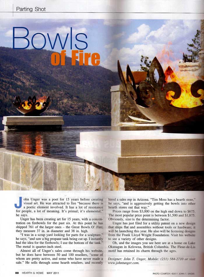Wright, Richard. "Bowls of Fire." Hearth & Home May 2011: 88. Web.