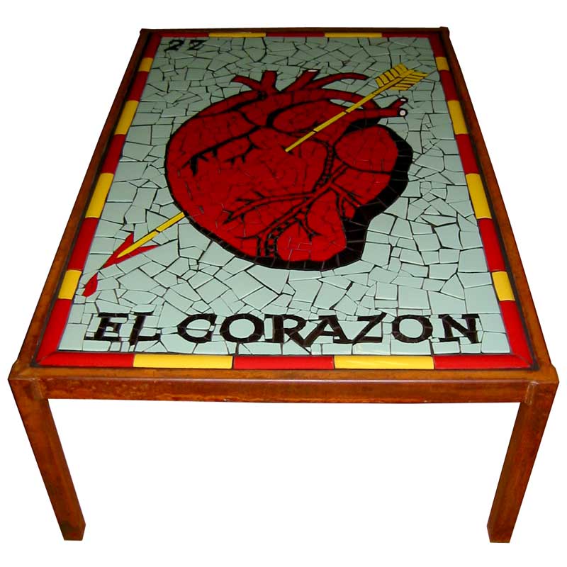Mosaic table el corazon loteria card
