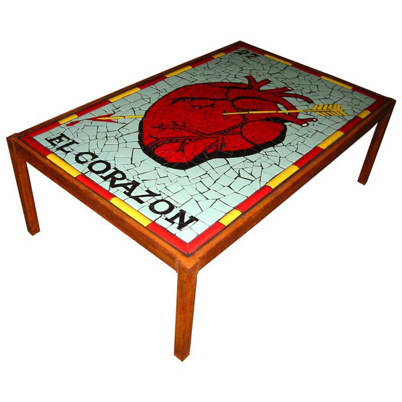 Mosaic table el corazon loteria card