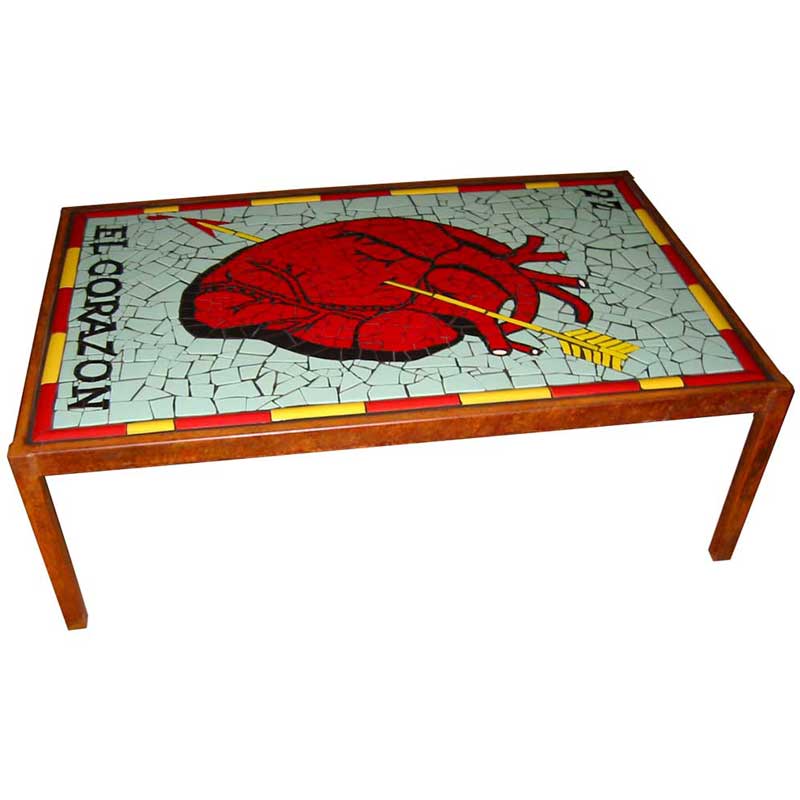 Mosaic table el corazon loteria card