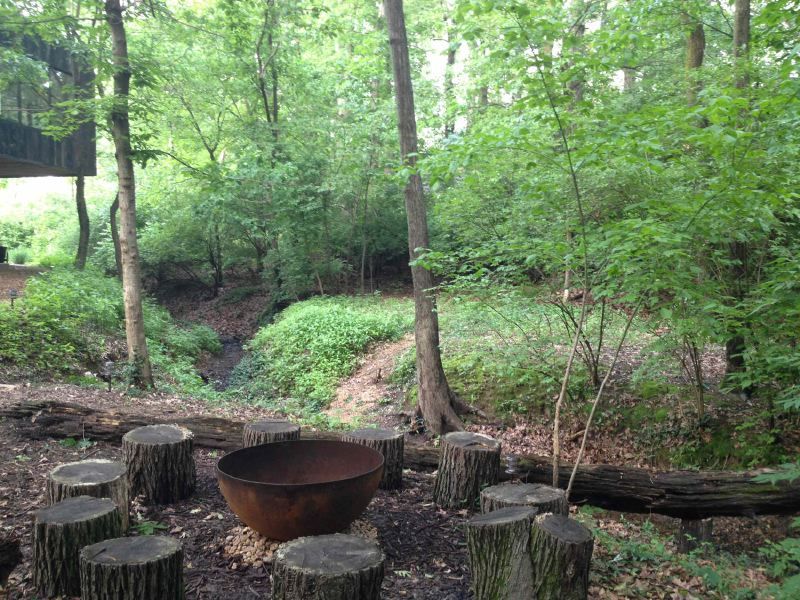 Big Bowl O' Zen 37 Inch Sculptural Firebowl™ In A Rustic Setting In Olivette, MO