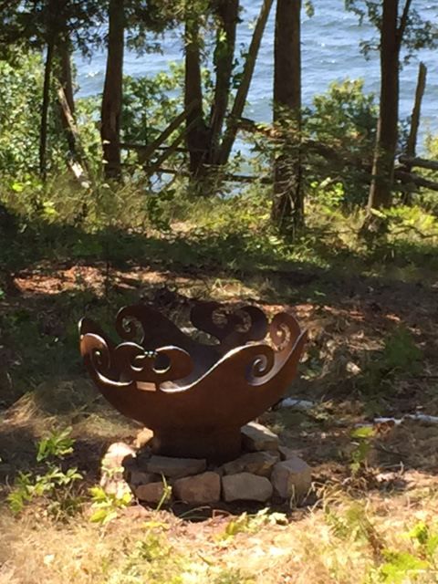 Custom firebowl with waves and phoenix design