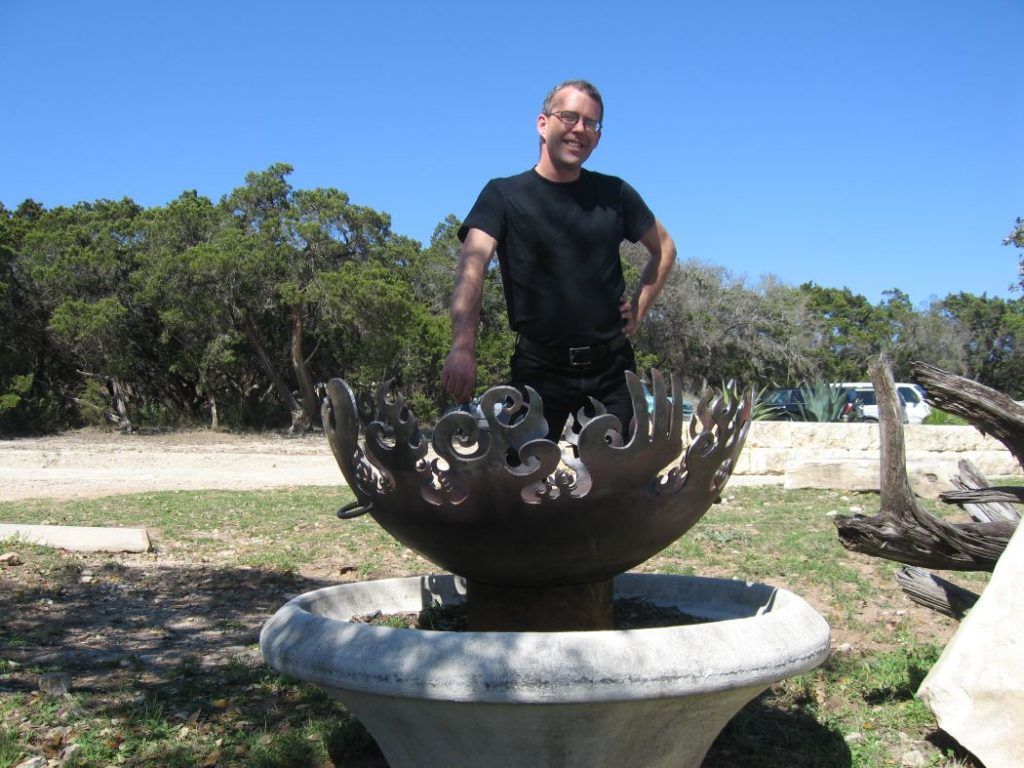Great Bowl O' Fire Sculptural Firebowl at Wizard Academy, Austin, Texas