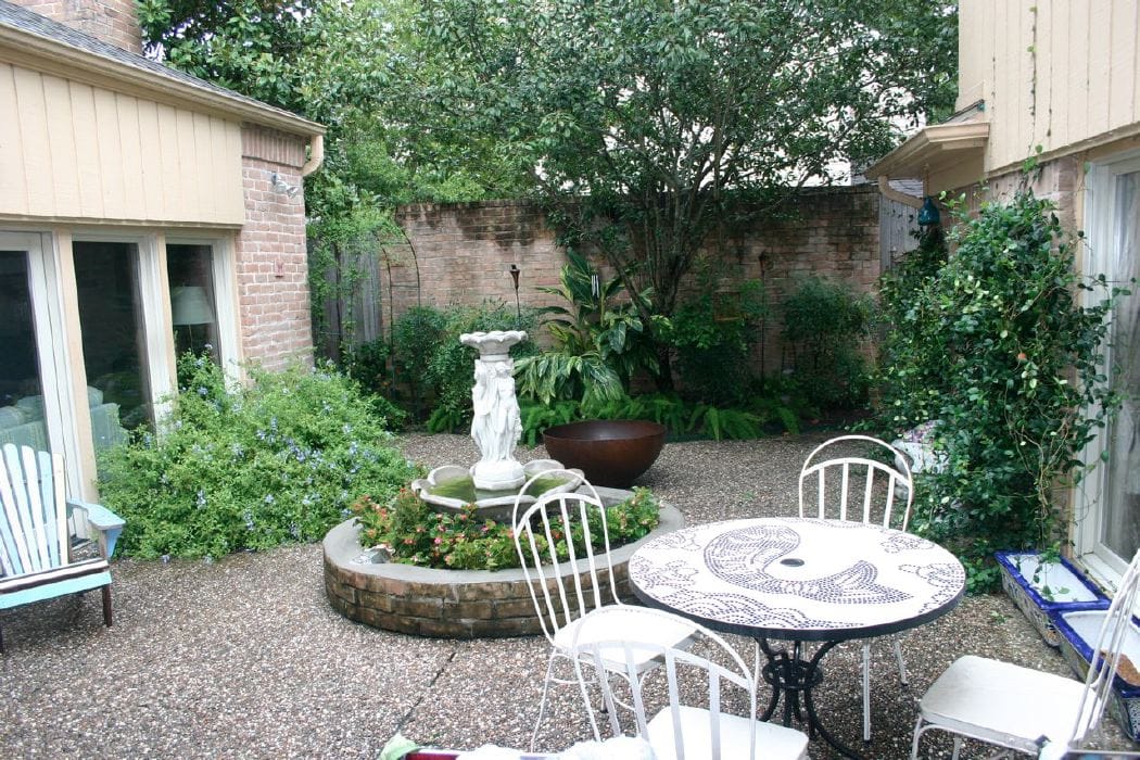 Zen Sculptural Fire Pit Houston, TX Courtyard