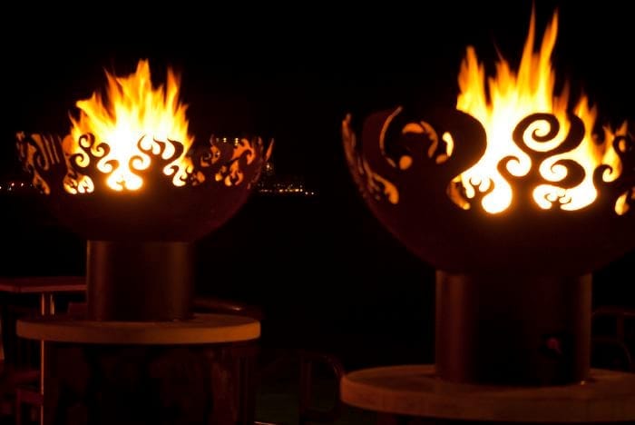 Fire Sculptural Fire Pits at Rumfire, Sheraton Waikiki, Honolulu, HI
