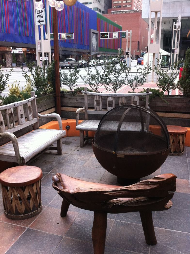 Zen Sculptural Fire Pit Nada restaurant patio