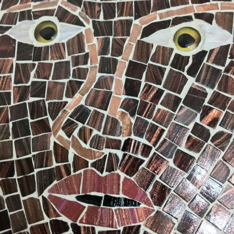La Siren III Mosaic in glass, metal, stone and emerald (detail)
