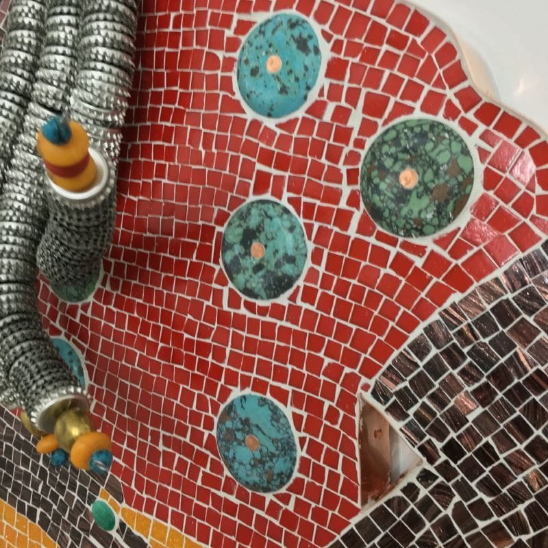 La Siren III Mosaic in glass, metal, stone and emerald (detail)