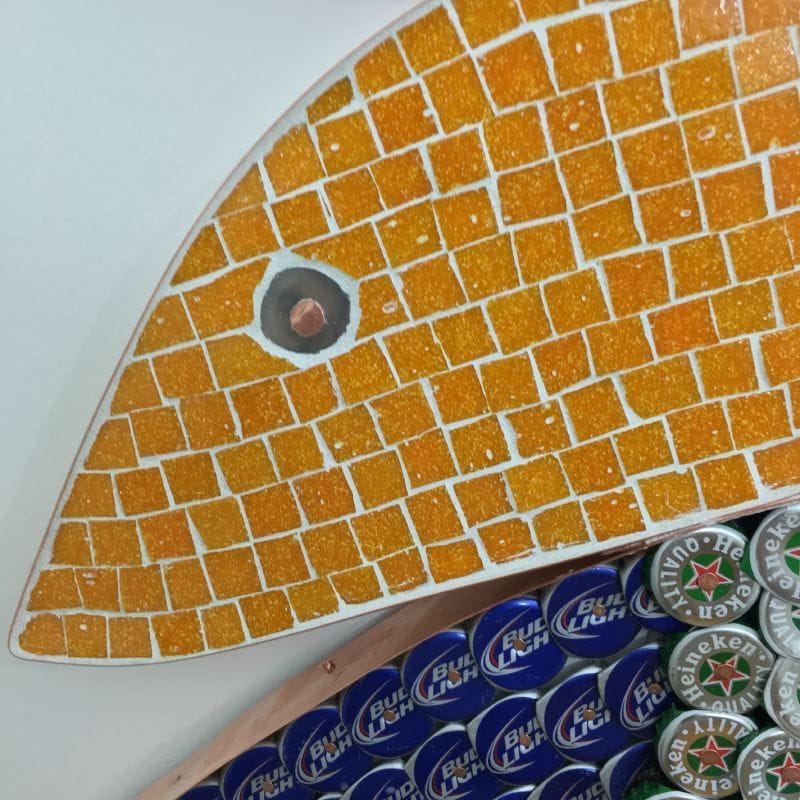 La Siren III Mosaic in glass, metal, stone and emerald (detail)