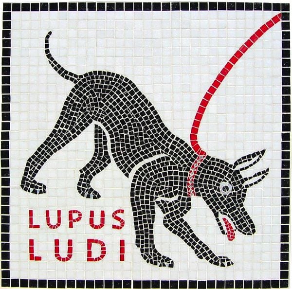 cave canem roman glass mosaic