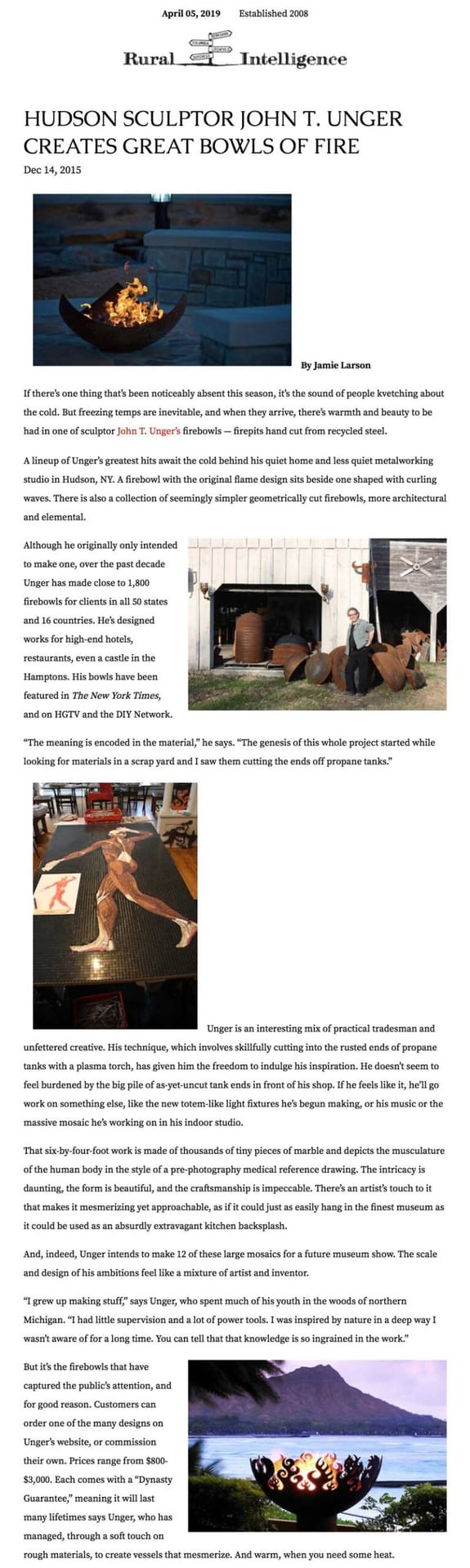 Larson, Jamie. “Hudson Sculptor John T. Unger Creates Great Bowls Of Fire.” Rural Intelligence, 14 Dec. 2015, www.ruralintelligence.com/style/fire_bowls.
