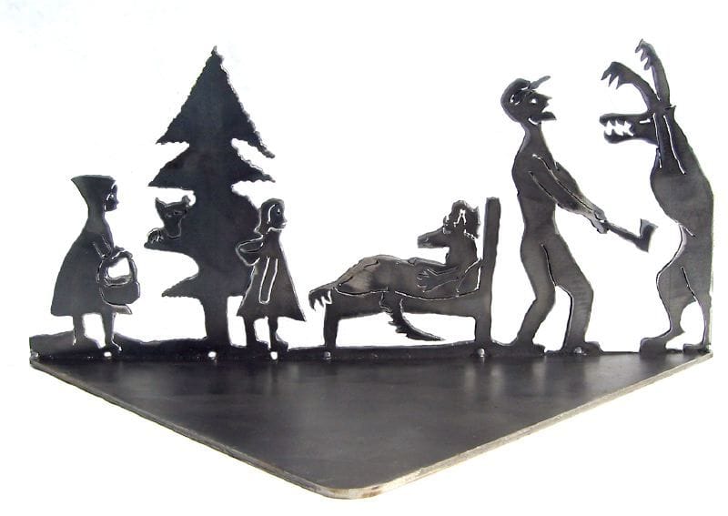 little red riding hood narrative steel sculpture