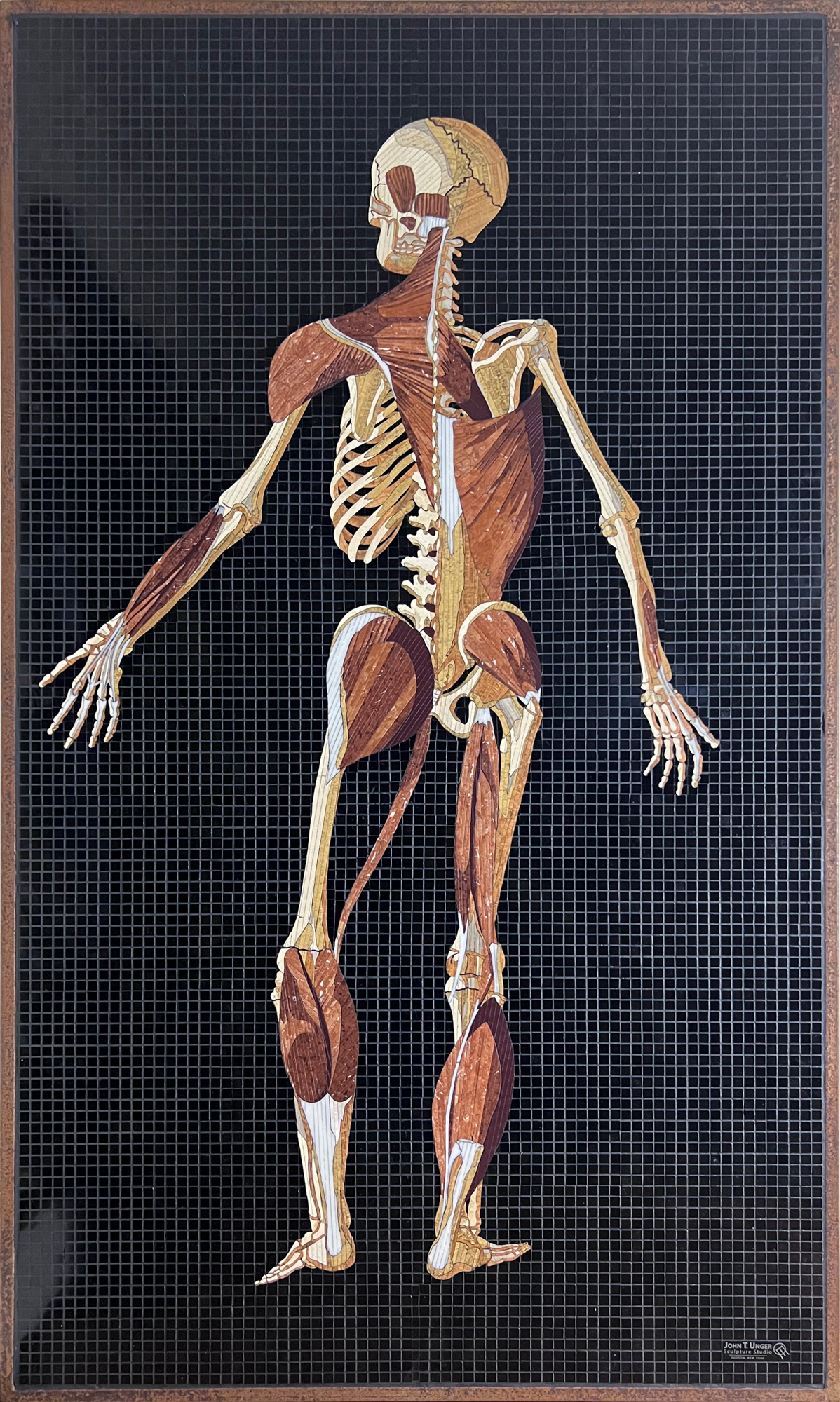 Marble mosaic of Table 34 of Eustachi's Tabulae anatomicae, 2023, by Rachael Que Vargas