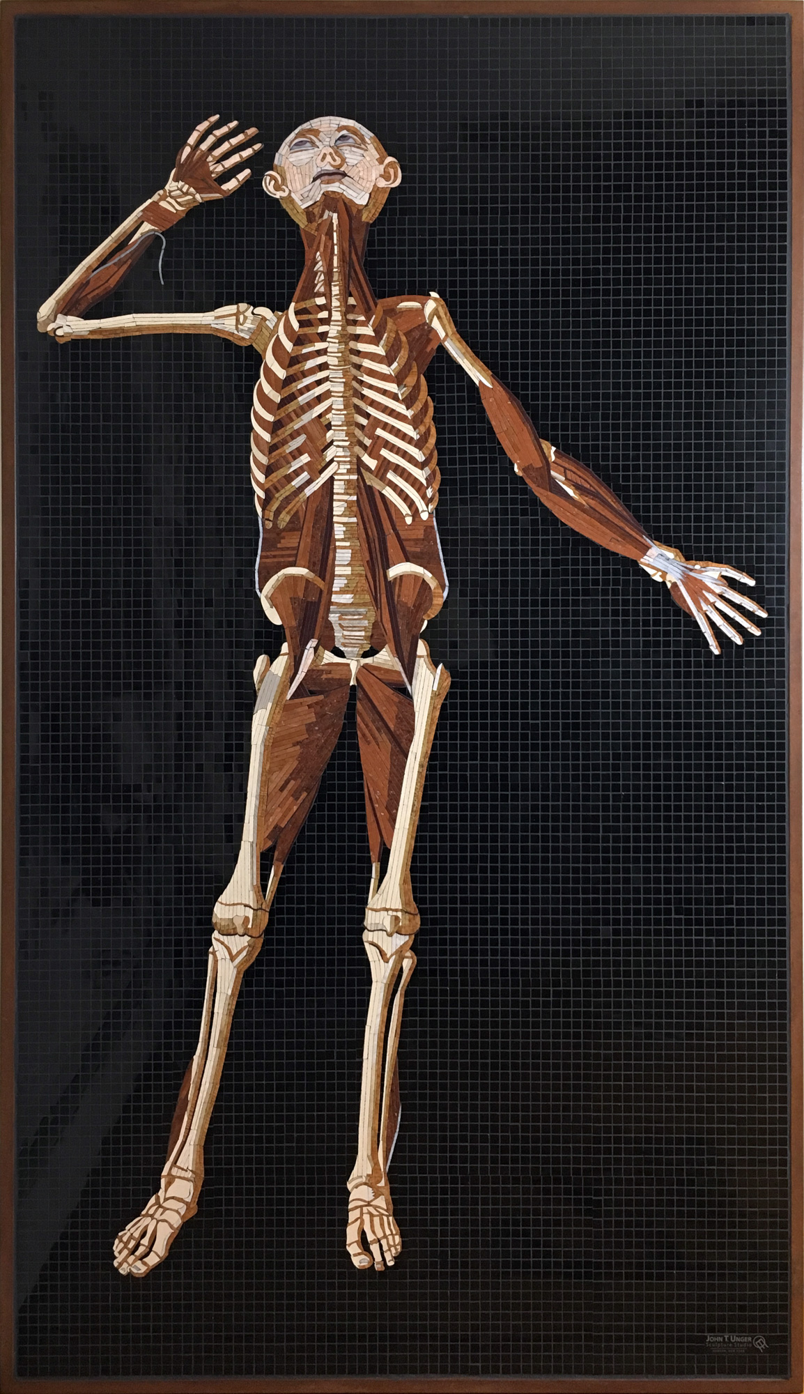 Marble mosaic of Table 38 of Eustachi's Tabulae anatomicae, 2019, by Rachael Que Vargas