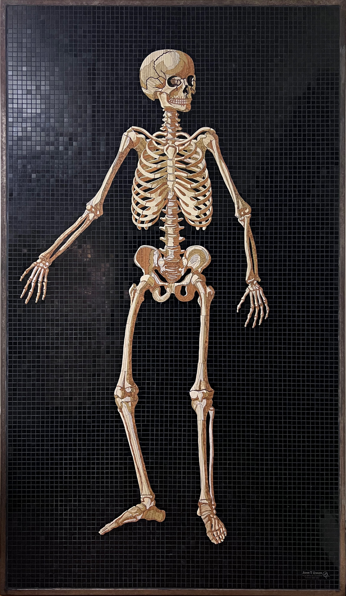 Marble mosaic of Table 43 of Eustachi's Tabulae anatomicae, 2020, by Rachael Que Vargas