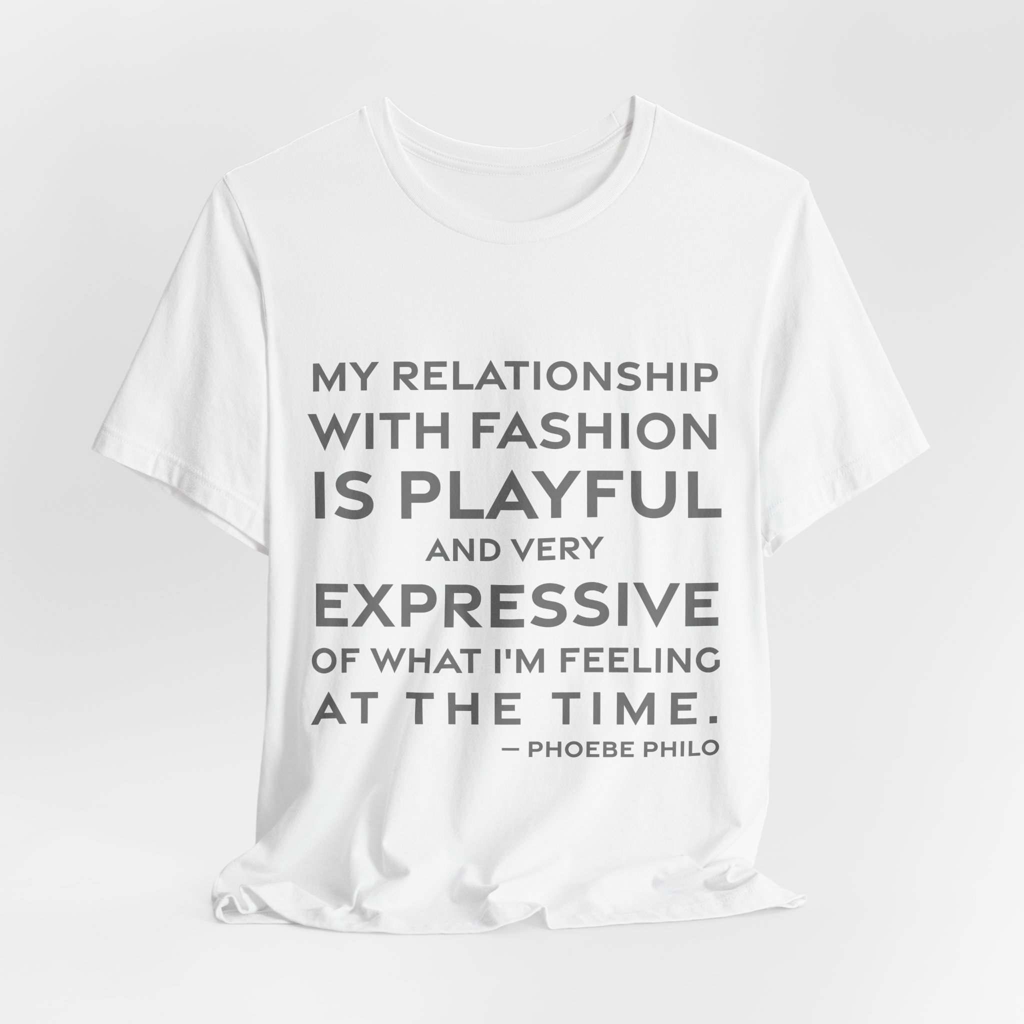 'My Relationship with Fashion is' — Phoebe Philo Quote Tee | RQuéV Black-on-White Literary Tee — Classic Tee - Image 8