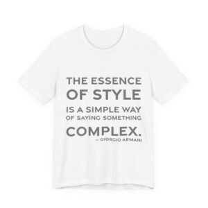 'The Essence of Style is' — Giorgio Armani Quote Tee | RQuéV Black-on-White Statement Shirt — Classic Tee