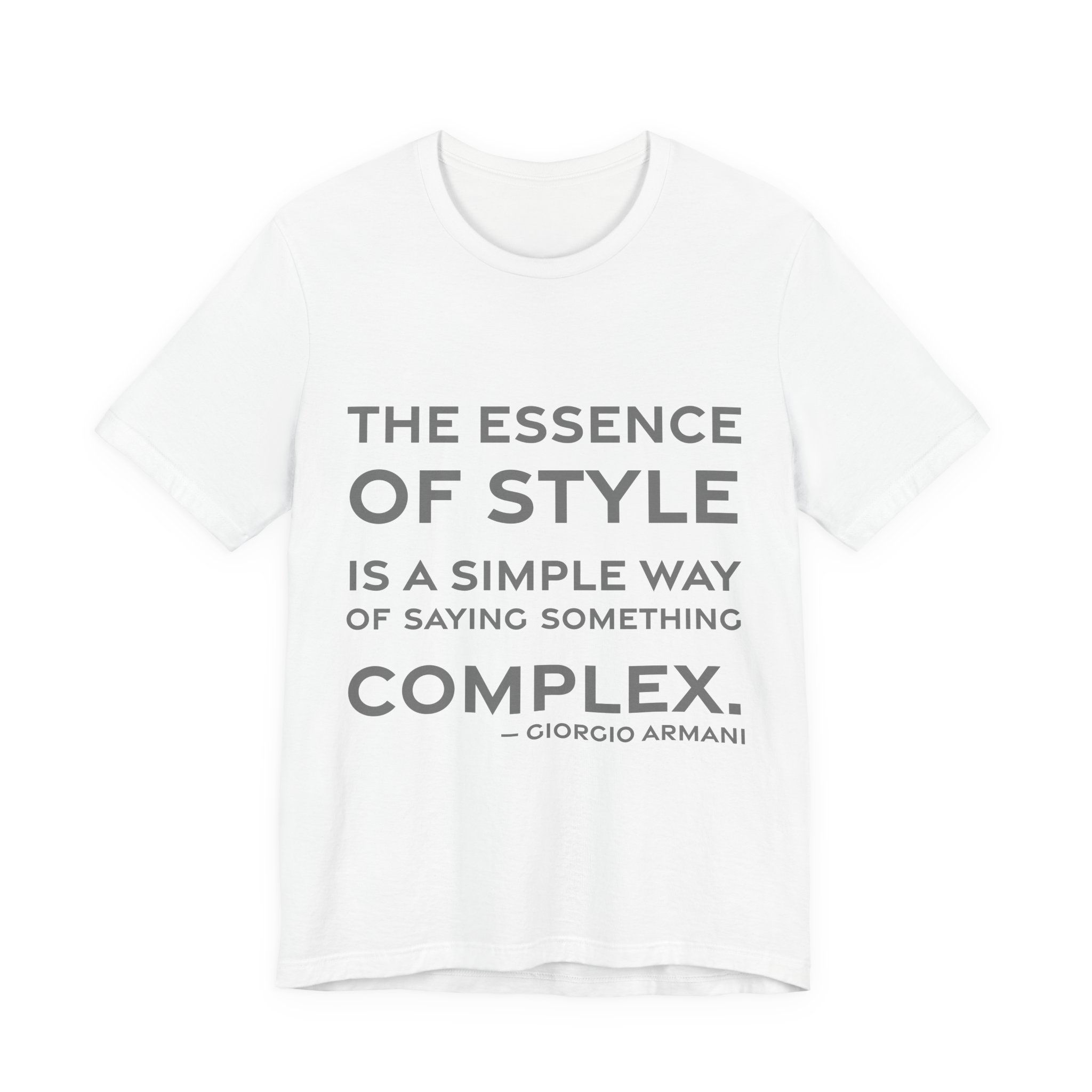 'The Essence of Style is' — Giorgio Armani Quote Tee | RQuéV Black-on-White Statement Shirt — Classic Tee