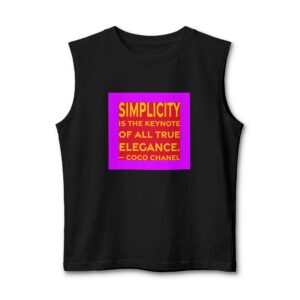 'Simplicity is the Keynote of' — Coco Chanel Quote Tee | RQuéV Black-on-White Literary Tee — Muscle Tank