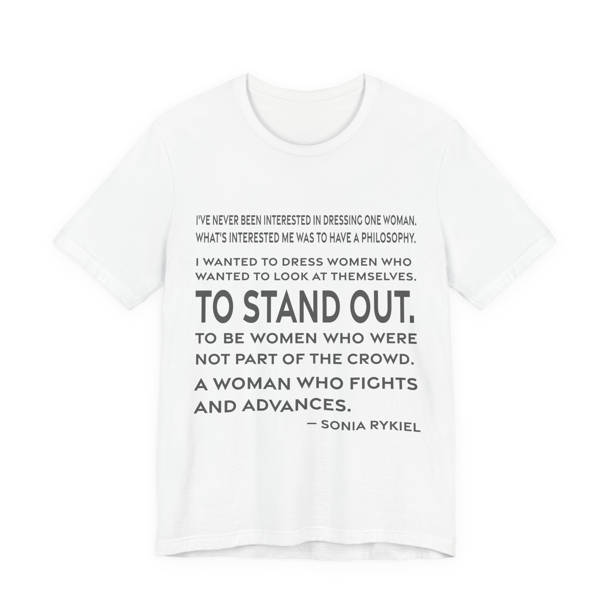 'A Woman Who Fights and Advances' — Sonia Rykiel Quote Tee | RQuéV Typographic Statement Tee — Classic Tee