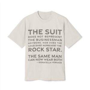 'The Same Man Can Now Wear Both' — Donatella Versace Quote Tee | RQuéV Black-on-White Statement Shirt — Oversized Tee
