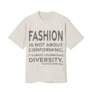 'Fashion is Not About Conforming,' — Martin Margiela Quote Tee | RQuéV Typographic Statement Tee — Oversized Tee