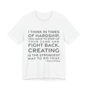 'I Think in Times of' — Rick Owens Quote Tee | RQuéV Black-on-White Statement Shirt — Classic Tee