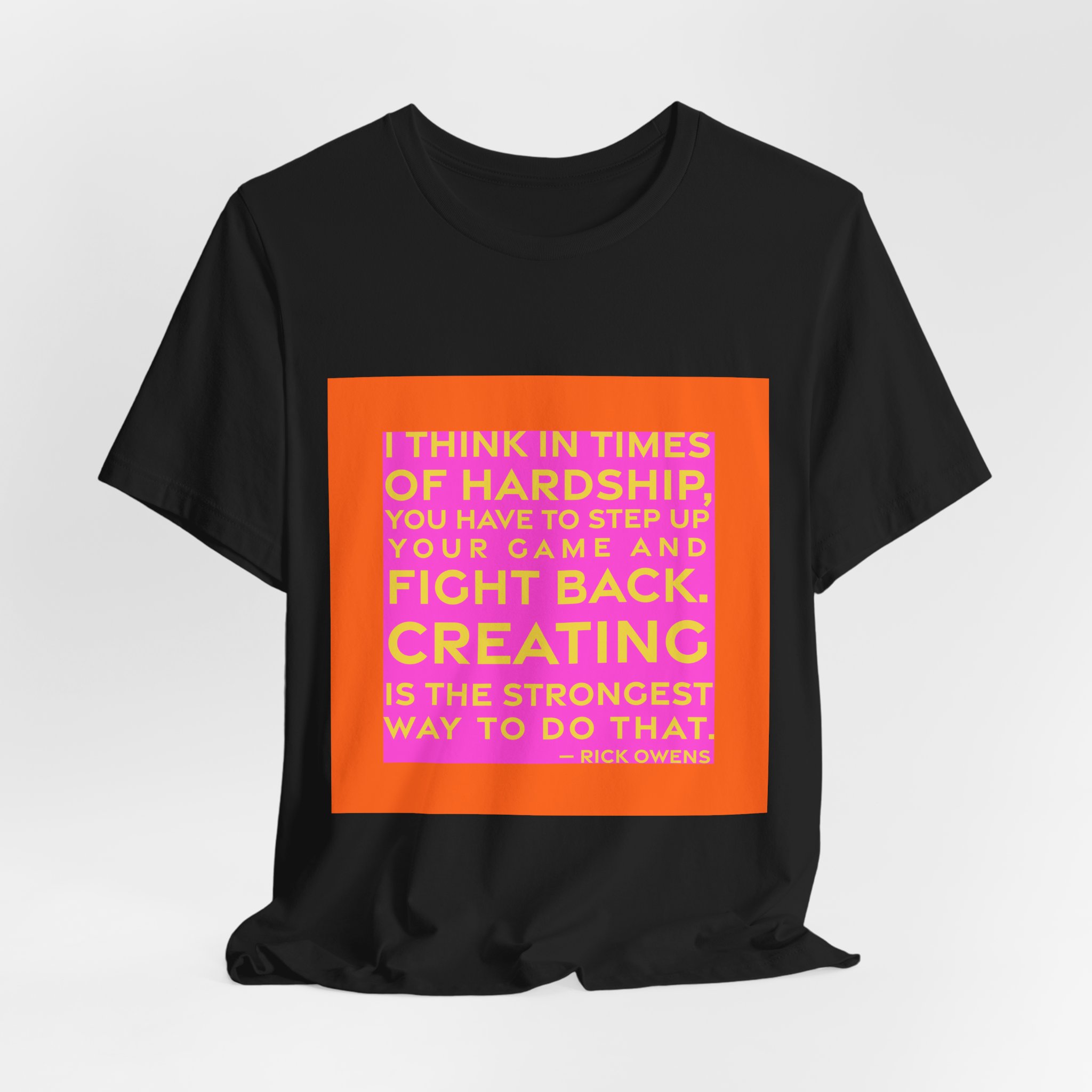 'I Think in Times of' — Rick Owens Quote Tee | RQuéV Black-on-White Statement Shirt — Classic Tee - Image 6