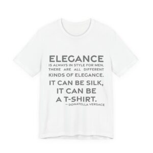 'Elegance is Always in Style for Men' — Donatella Versace Quote Tee | RQuéV Black-on-White Literary Tee — Classic Tee