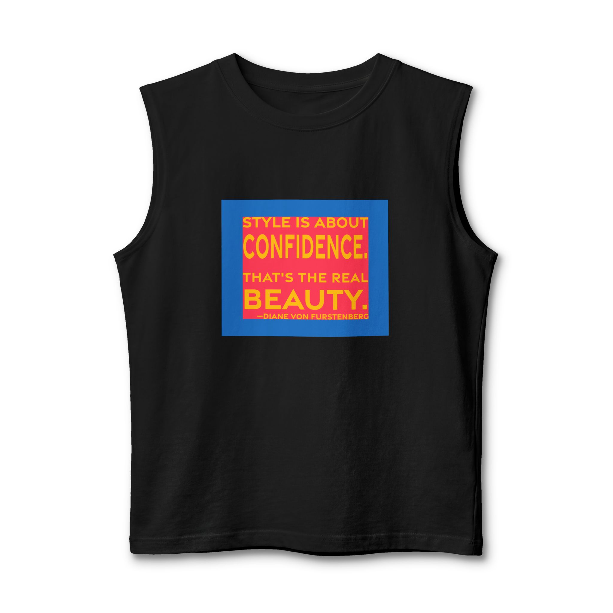 'Style is About Confidence' — Diane von Fürstenberg Quote Tee | RQuéV Black-on-White Literary Tee — Muscle Tank