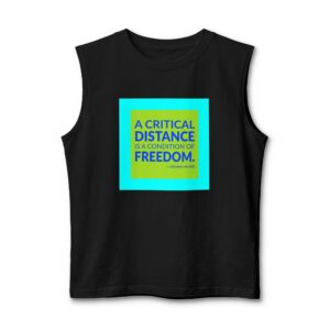 'A Critical Distance is a' — Caetano Veloso Quote Tee | Wear Words Black-on-White Statement Shirt — Muscle Tank