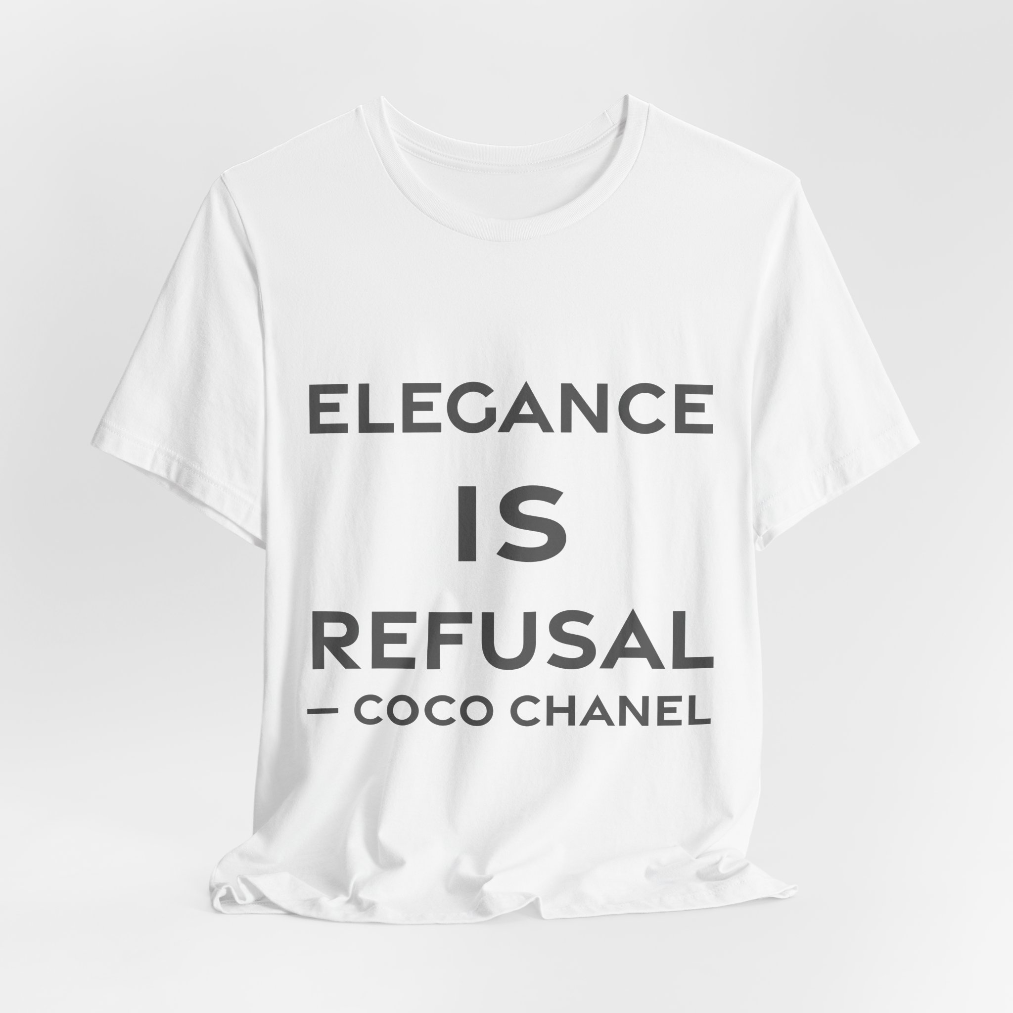 'Elegance is Refusal' — Coco Chanel Quote Tee | RQuéV Typographic Statement Tee — Classic Tee - Image 4