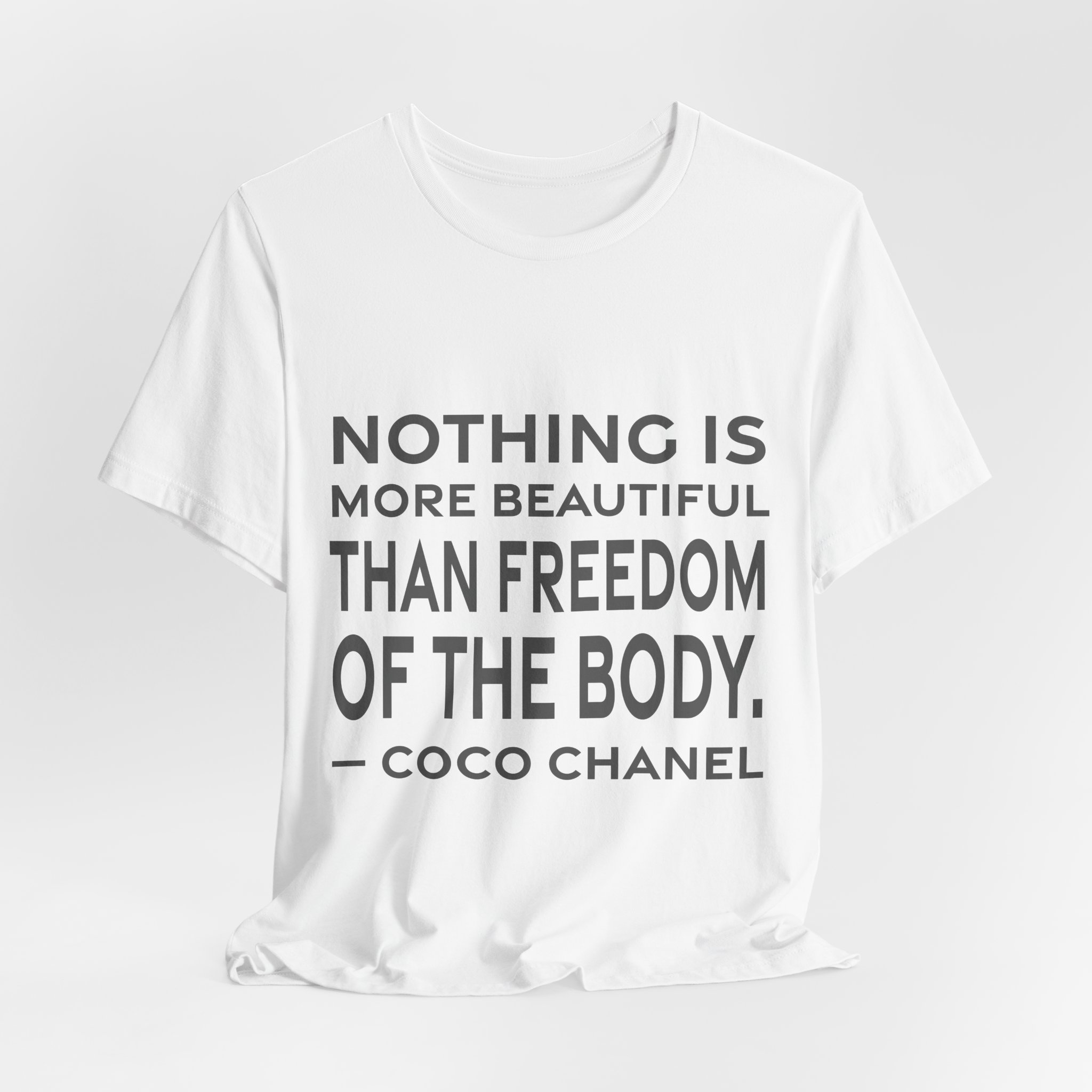 'Nothing is More Beautiful Than' — Coco Chanel Quote Tee | RQuéV Black-on-White Literary Tee — Classic Tee - Image 6