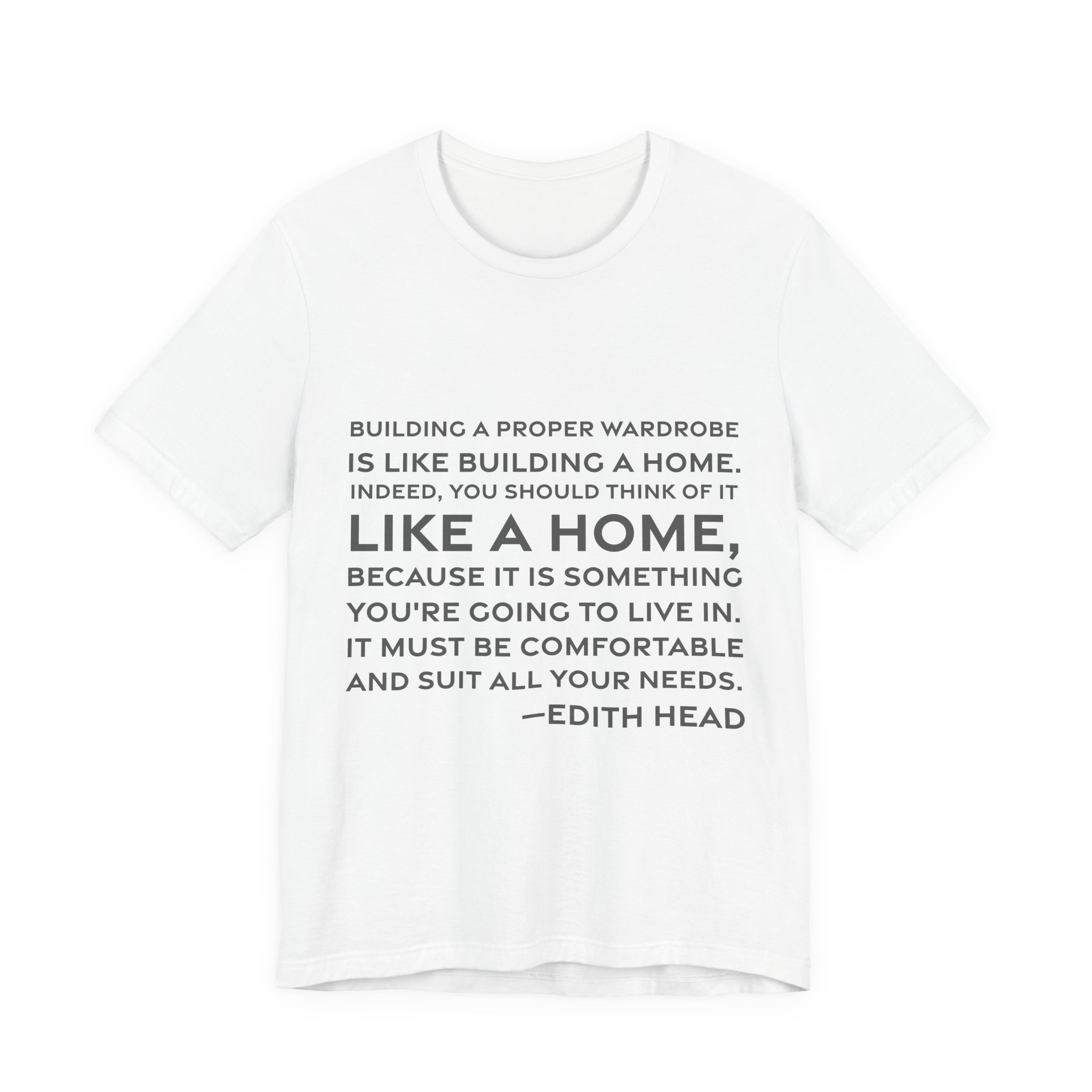 'Building a Proper Wardrobe is' — Edith Head Quote Tee | RQuéV Typographic Statement Tee — Classic Tee