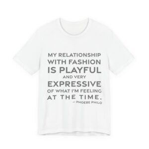 'My Relationship with Fashion is' — Phoebe Philo Quote Tee | RQuéV Black-on-White Literary Tee — Classic Tee