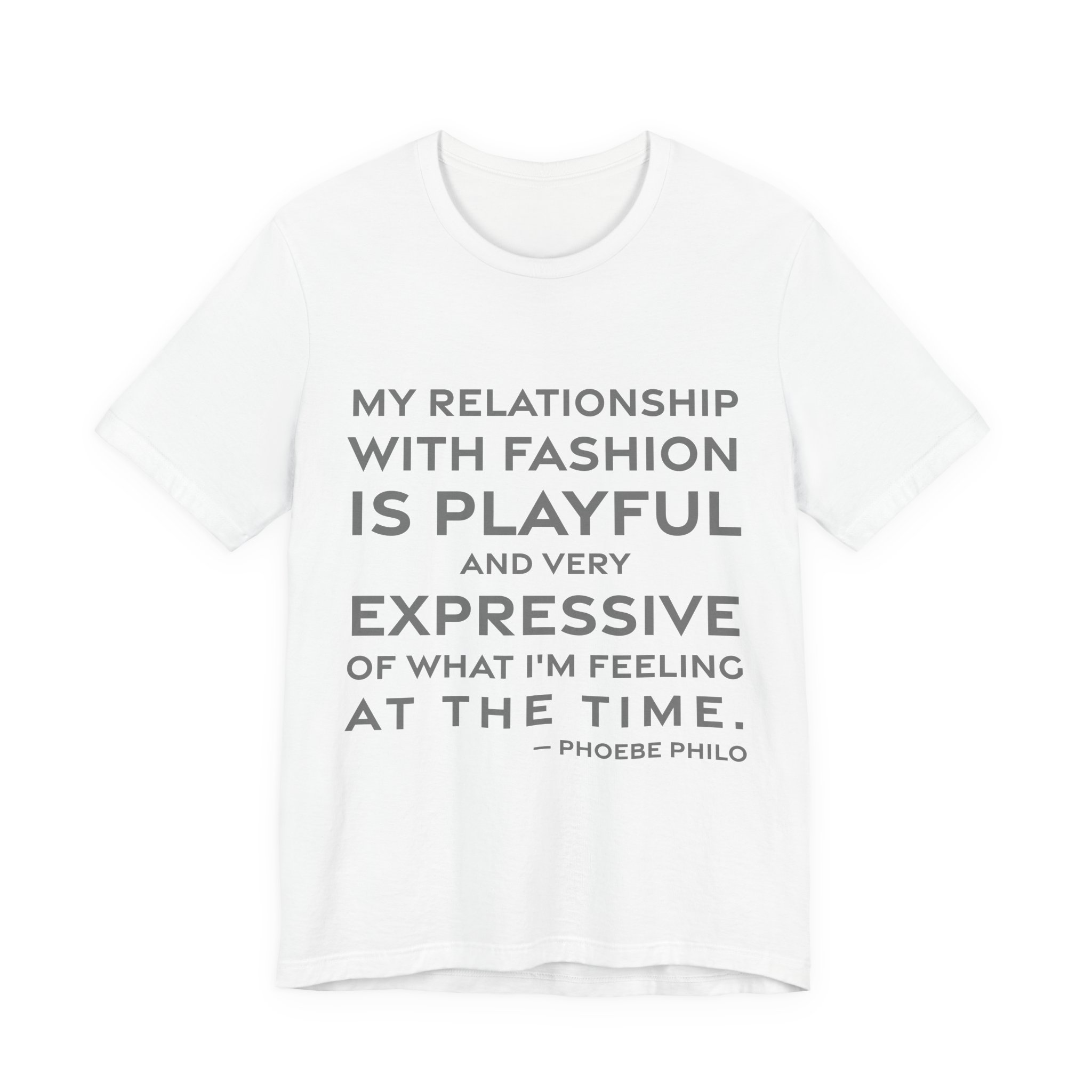 'My Relationship with Fashion is' — Phoebe Philo Quote Tee | RQuéV Black-on-White Literary Tee — Classic Tee