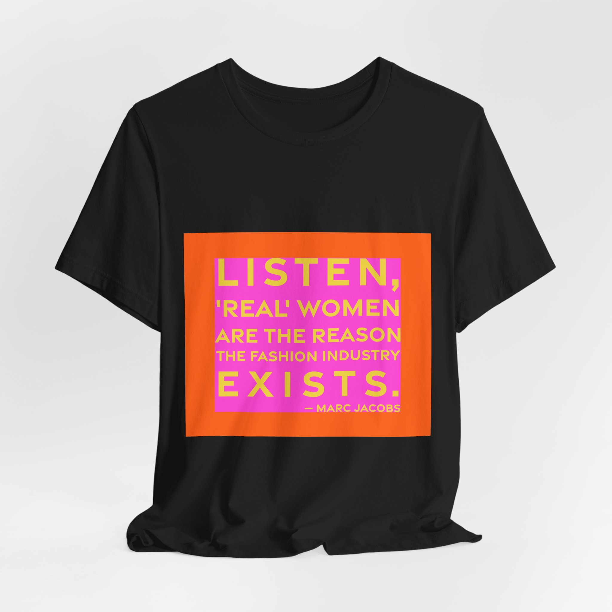'Listen, 'real' Women Are the' — Marc Jacobs Quote Tee | RQuéV Black-on-White Statement Shirt — Classic Tee - Image 5